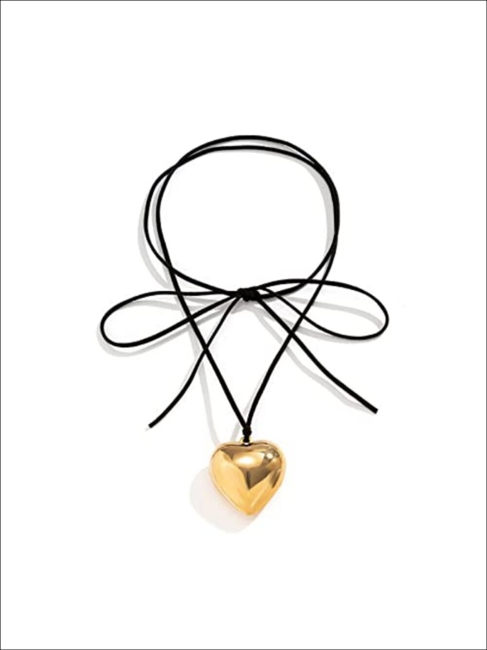 Chunky Puffy Heart Choker Necklace Braided Bow Velvet Chain Adjustable